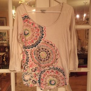 Colorful Mandala print top by Lucky Brand size M